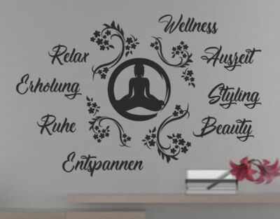 Wandtattoo Wand Aufkleber SET Bad 13x Spa Relax Buddha Wellness Beauty Ruhe 41
