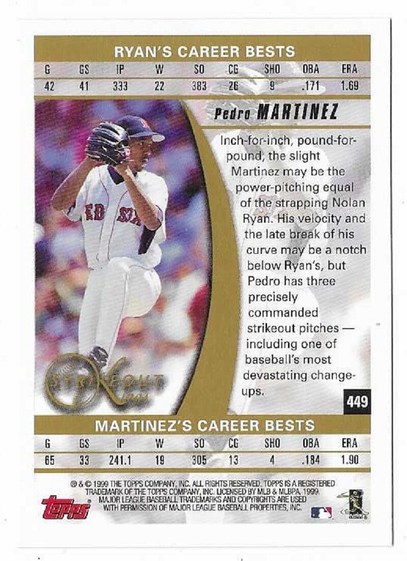 PEDRO MARTINEZ 1999 Topps Baseball Strikeout Kings # 449
