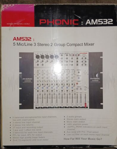 Mezclador estéreo Phonic AM532-Caja abierta-Funciona - Imagen 1 de 3