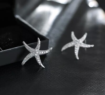 Sterling Silver SP ~ BeachWear Starfish ~ Earrings W/ Gift   FREE SHIPPING!!