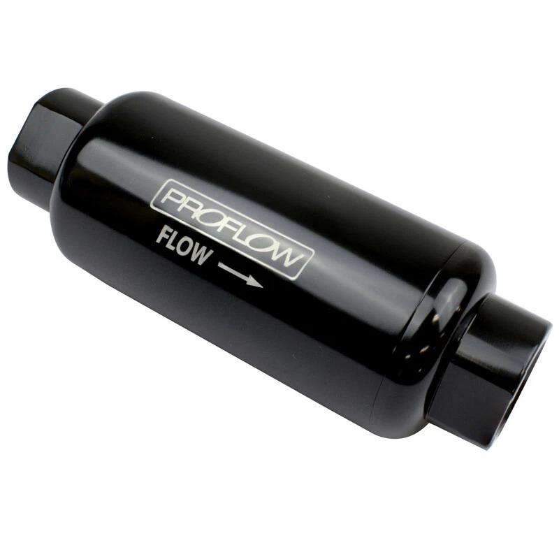 Proflow Fuel Filter Inline Mount 10 Microns Billet Aluminium Black Anodised 140m
