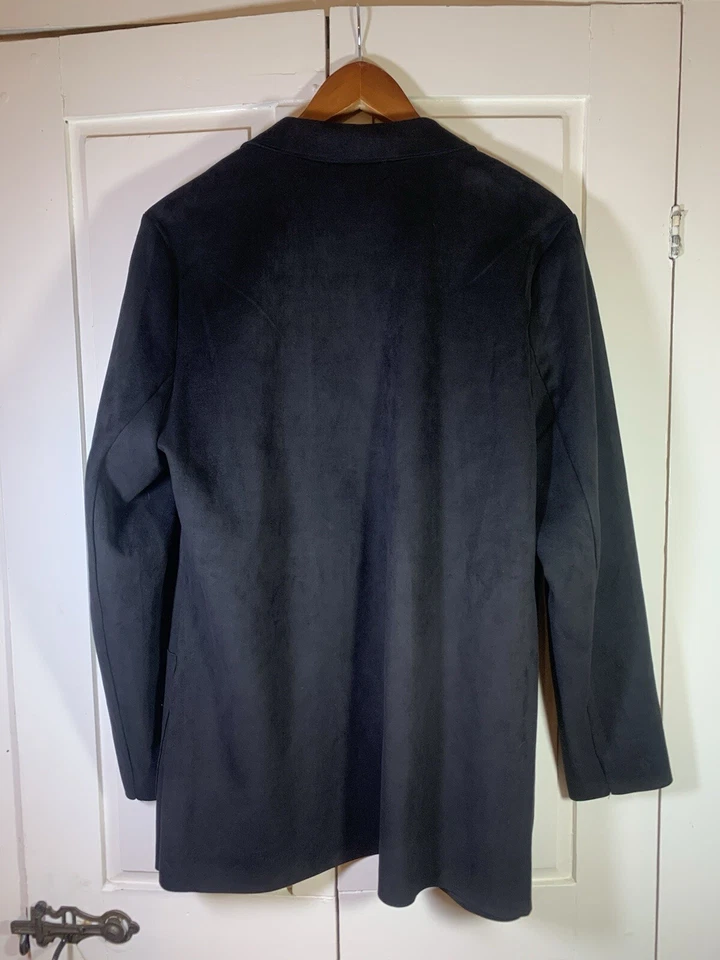 Blazer Joan Vass imitación gamuza cuero vegano para mujer XL negro chaqueta elástica Foto 3 de 4