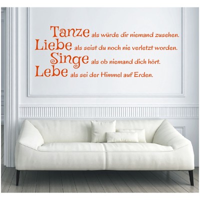 WANDTATTOO Tanze Liebe Singe Lebe Wohnzimmer Spruch Wandaufkleber