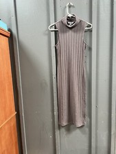 Nine West Women's Turtleneck Bodycon Sleeveless Sheath Dress Dress Brown Sz S