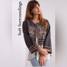 Soft Surroundings geometric jacket with bead-embroidered detailing Sz M