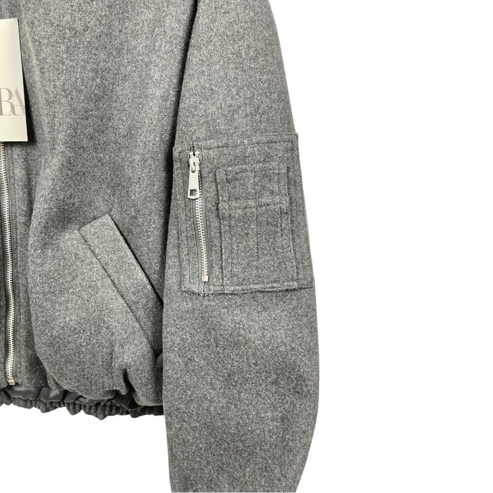 NEW ZARA Grey Wool Oversized Bubble Hem Bomber Jacket Size XS ( Fits L!) ISO image 10