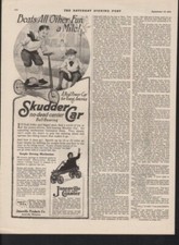 1919 JANESVILLE SKUDDER CAR SCOOTER PEDAL CAR CHILDREN TOY WISCONSIN AD 9832