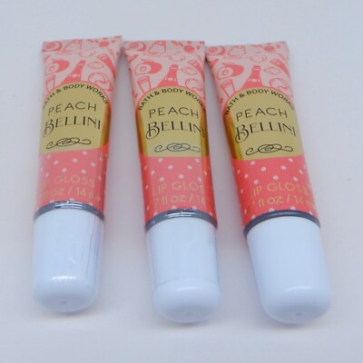 3 BATH & BODY WORKS PEACH BELLINI LIP GLOSS .47 oz / 14 ml  NEW SEALED