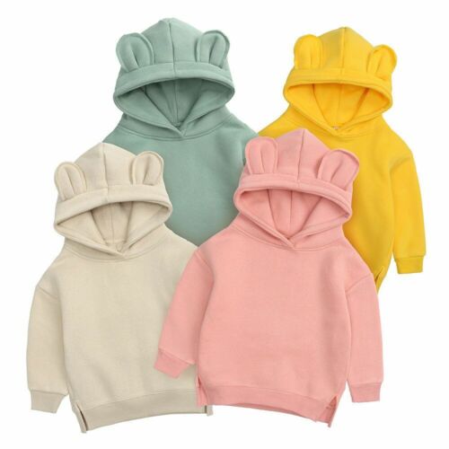 Kids Baby Boy Girls Hoodies Pullover Hooded Long Sleeve Hoody Sweater Top Jumper - Picture 1 of 19