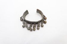 Vintage Bracelet With Bells Ethnic Egyptian Zar Silver Plated Engraved Cuff Rare