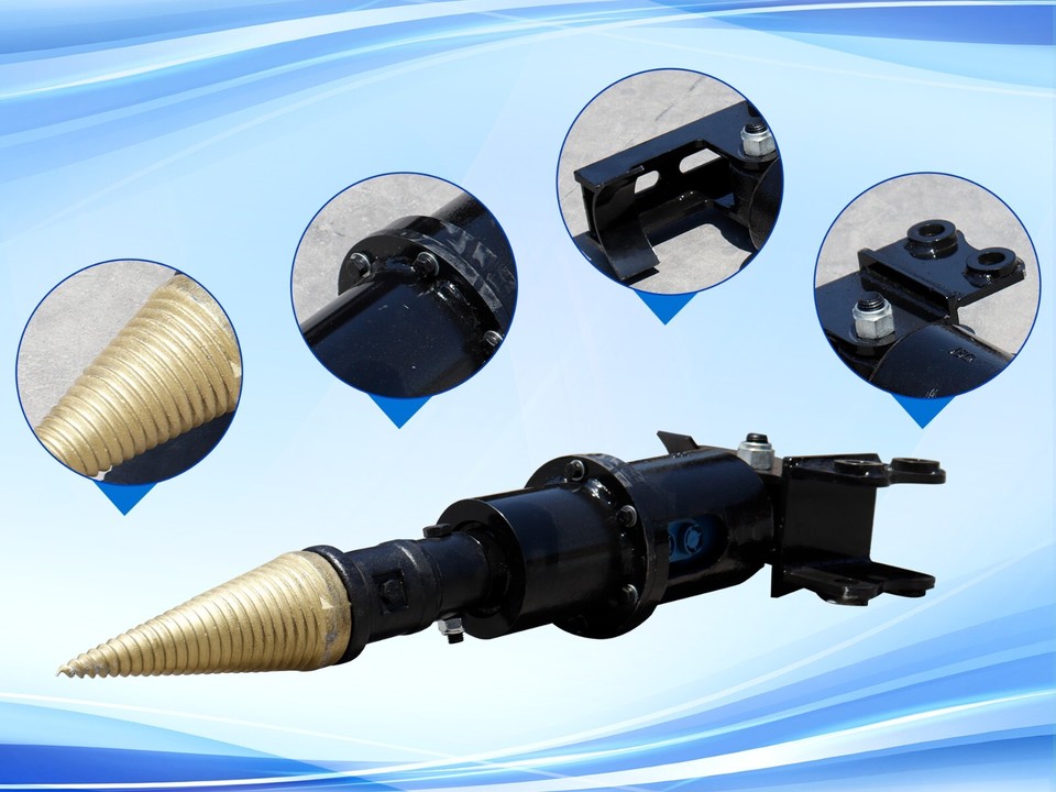 Hot sale mini excavator attachment hydraulic screw cone wood log ...