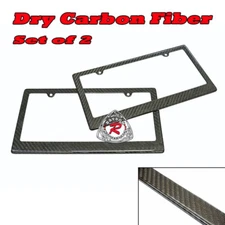 Fits USA & Canada Real 100% Carbon Fiber License Plate Frame (Set of 2)