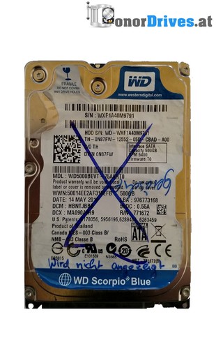 Western Digital - WD5000BEVT-75A0RT0-500GB - SATA - PCB 2060-771672-004 Rev.A*