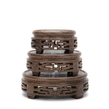 Annatto Pedestal Wood Display Stand Teapot Vase Incense Burner Bonsai Base Decor