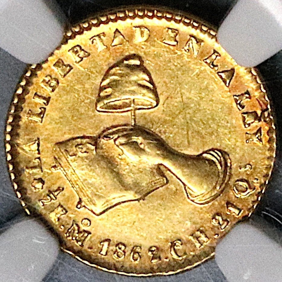 1862-Mo NGC AU 58 Mexico City Gold 1/2 Escudo Choice Republic Coin (25062103C) - Image 2 of 4