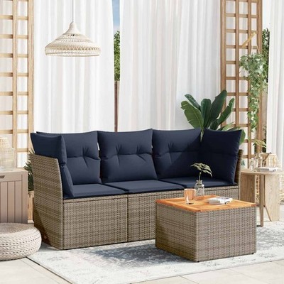 Gartenmöbel Sofa Garnitur Lounge Sitzgruppe Gartenset 4-tlg. Poly Rattan vidaXL
