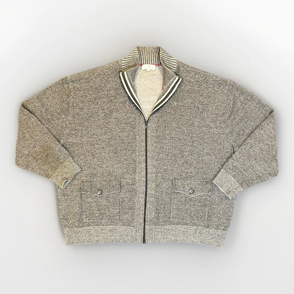 Toscano Firenze Merino Wool Sweater Mens 3XL Full Zip Cardigan Gray Pockets Warm - Image 3 of 4