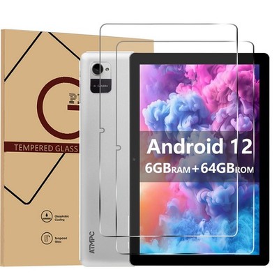 2 Pack Glass Screen Protector For ATMPC A10 10.1''Tablet 9H HD Clear Anti-Scratch