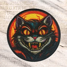 Halloween Black Cat Patch Iron-on Applique Spooky Scary Decorative Craft 