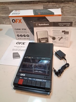 QFX RETRO-39 Portable Shoebox Cassette Tape Recorder USB Bluetooth Built-in-Mic 
