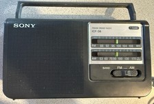 Sony ICF-38 AM FM 2 Band Portable Radio With Power Cord - Excellent Condition