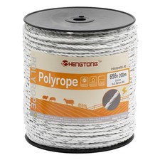 Electric Fence Poly Rope 656ft 200m , 1/4 inch 6mm Upgraded Portable Polyr...