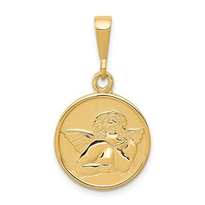 10k Yellow Gold Polished & Satin Raphael Angel Pendant 1.31g, L-29mm, W-16mm