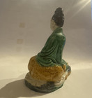Vintage Chinese Green Sancai Glazed Pottery 3 1/4" Guanyin Sculpture Figure — photo 6