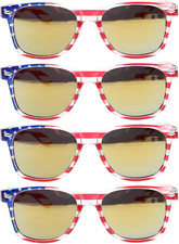4 Pairs American Flag Sunglasses Bulk for Men Women UV400 Protection Classic Pat