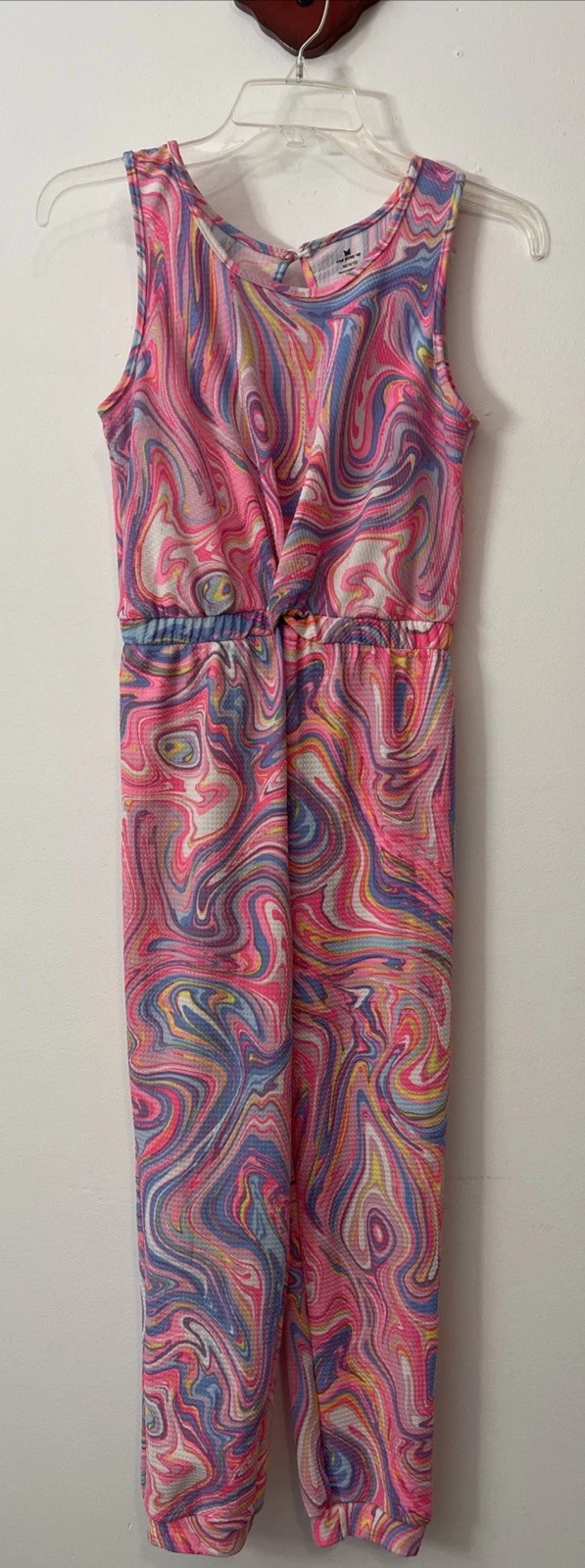 One Step Up Girls M-10/12 Pink Tie-Dye Sleeveless Jogger-Style Jumpsuit! A6018