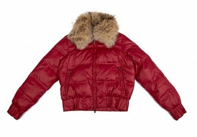Sportmax Code Fur-Collar Down Jacket Red Beige Size 36 Woman