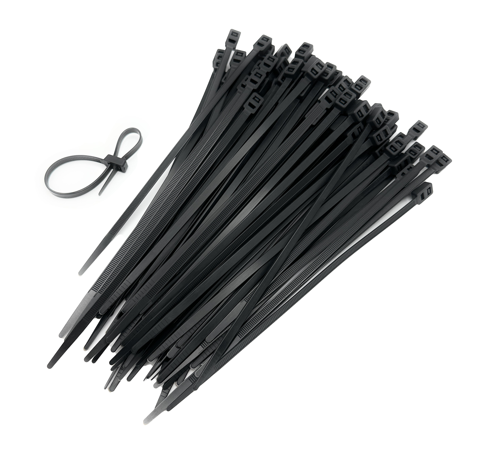 Black Double Loop Nylon Cable Ties 200mm x 4.8mm Pack of 100