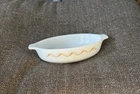 Rare Pyrex Vintag Pixie Dish 700, 10 oz Au Gratin With Gold Yellow Ribbon Scroll