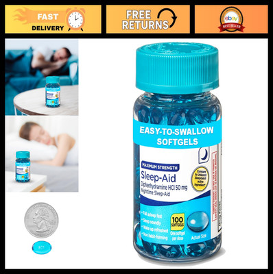 Maximum Strength Sleep Aid Softgels 50mg - 100 Count Non-Habit Forming, Fast Sle