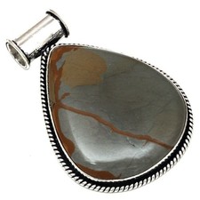 Pendant Amrican Jasper Gemstone Handmade Silver Jewelry 1.75"