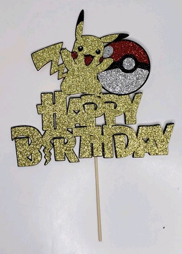 Pokémon Happy Birthday Schild Cake Topper Auswahl Pikachu Party Zubehör NEU