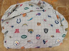 Pottery Barn Teen "NFL Logos Gray Grid" Queen Fitted Sheet
