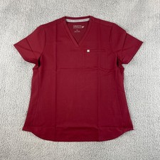 Fabletics Womens Medium Wine Burgundy Polyester Viscose Vital 1-Pocket Scrub Top