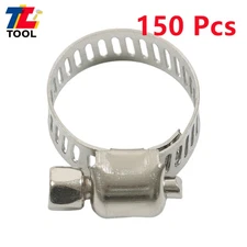 150×1/2"-3/4" Adjustable Stainless Steel Drive Hose Clamps Fuel Line Worm Clip