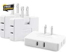 3 Pack AC Flat Wall Outlet Extender Flat Plug Adapter Outlet, Fold-Able