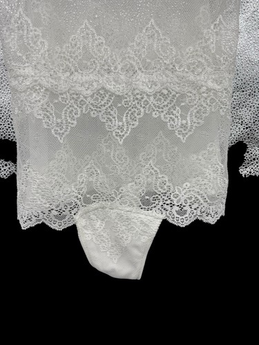 Only Hearts Lingerie White Lace So Fine Lace Cheeky Bodysuit Bridal Womens M - Picture 3 of 11