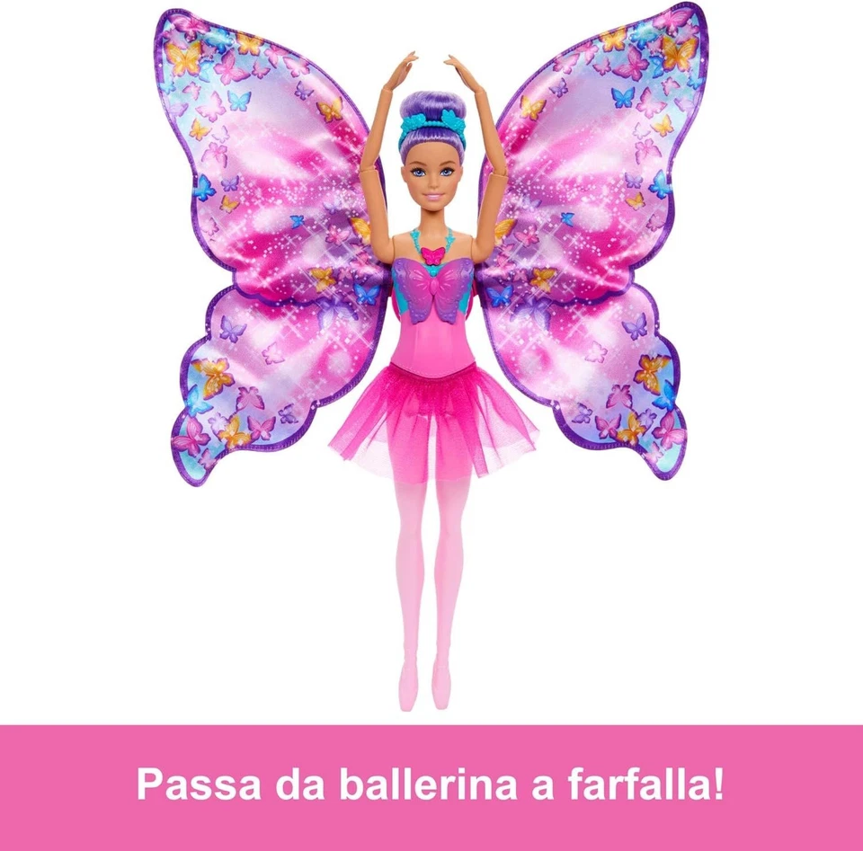 Barbie Dance and flutter Ali scintillanti ballerina e farfalla Mattel HXJ10 3+ - Immagine 4 di 4