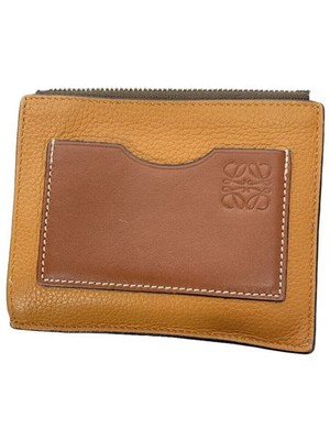 LOEWE Square Coin Cardholder Leather Coin Case, Brown, Women's