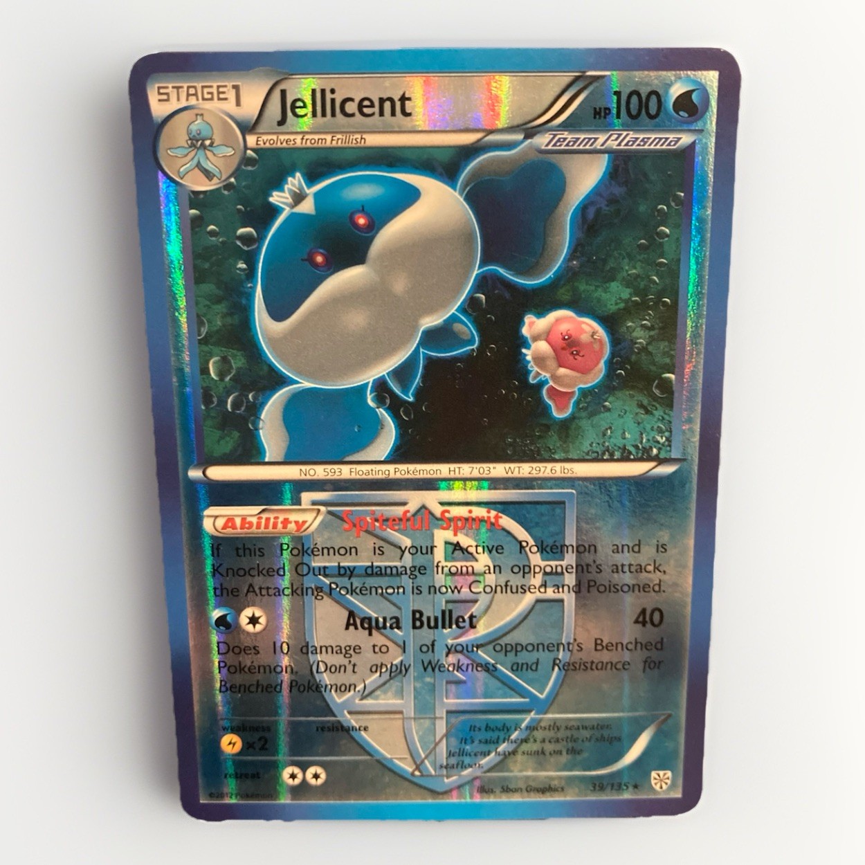 Pokemon TCG Jellicent 39/135 Plasma Storm Rev Holo LP