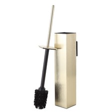 Toilet Brush and Holder Set Brushed Gold Wall Mounted for Bathroom Square Design