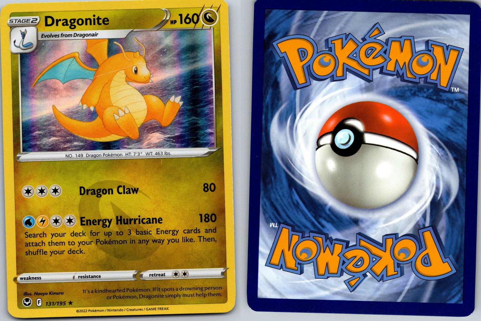 DRAGONITE POKEMON SILVER TEMPEST 131/195 RARE NM/M HOLO HOLO