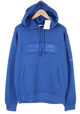 HELMUT LANG Trapunto Herren Hoodie M Blau Kangaroo Tasche Kapuzenpullover UVP299