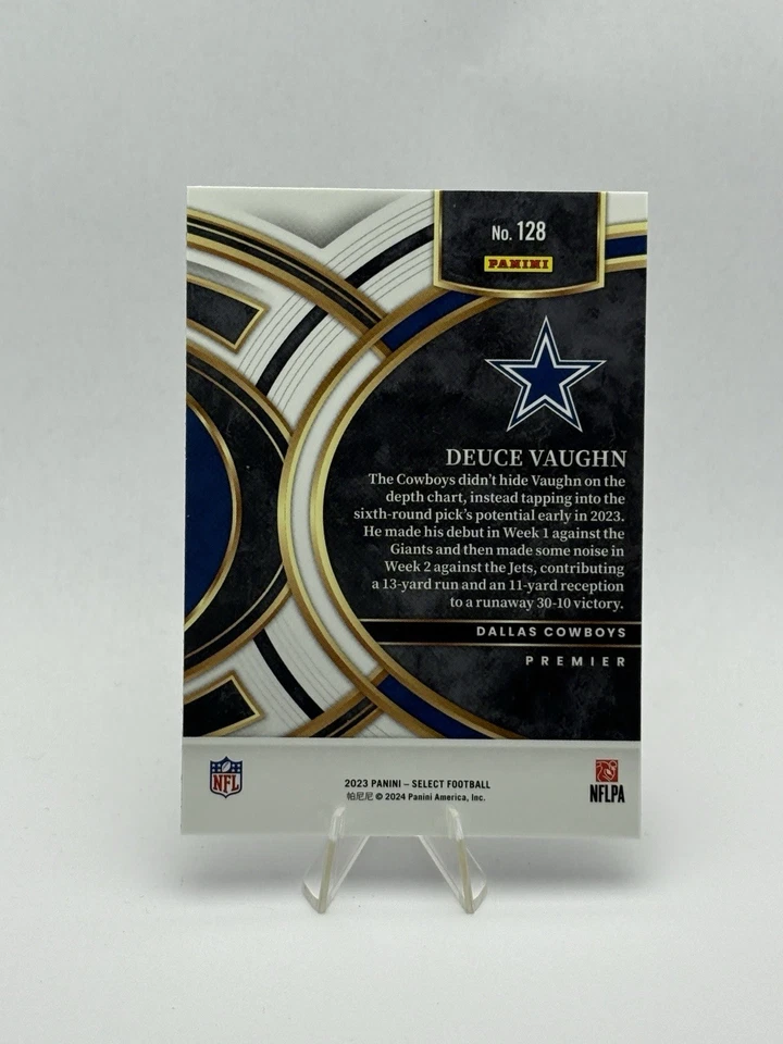 Deuce Vaughn Premier Level Rookie RC 2023 Select Card #128 Dallas Cowboys - Image 2 of 2