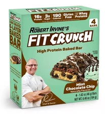 Fit Crunch Protein Bars, Mint Chocolate Chip Baked Snack Bar - 4 count