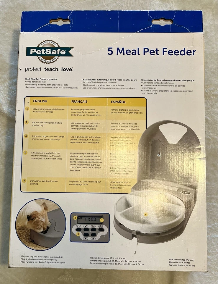 PetSafe 5-Meal Automatic Pet Feeder – Programmable Timer Dog/Cat - Image 2 of 4